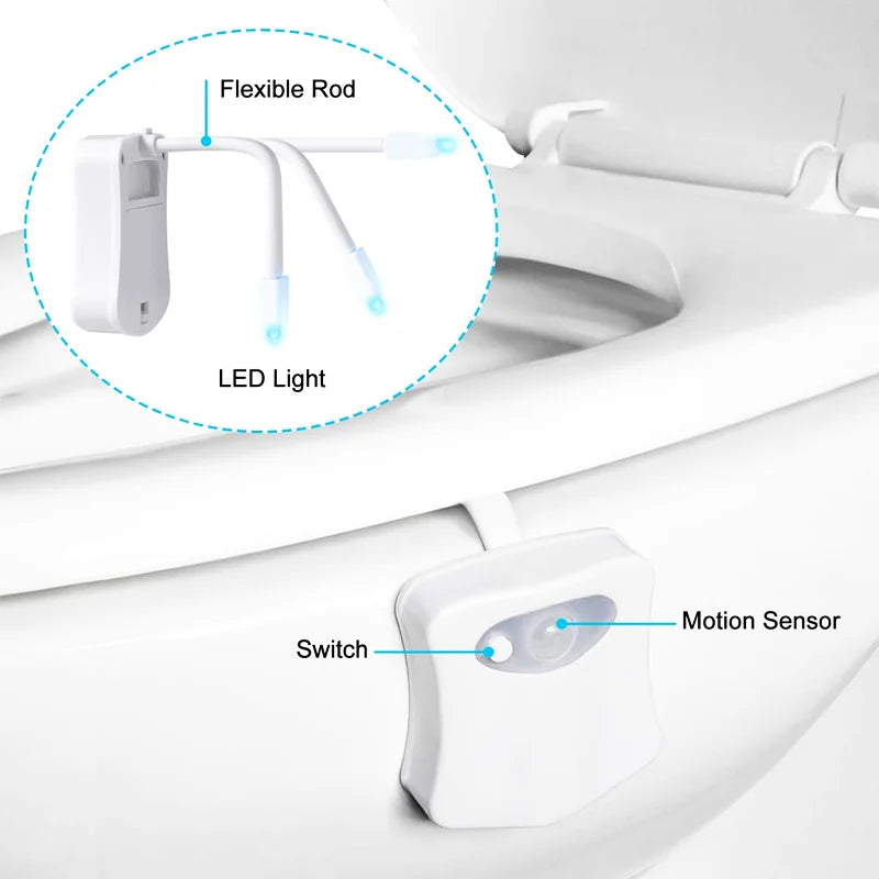 Luz inteligente para vaso sanitário, 8 cores, 16 cores